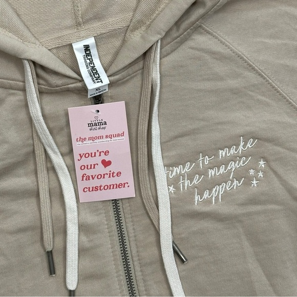 LMSS Little Mama Shirt Shop Zip Tan XL Sweater “Time to make the magic happen” - Picture 4 of 6